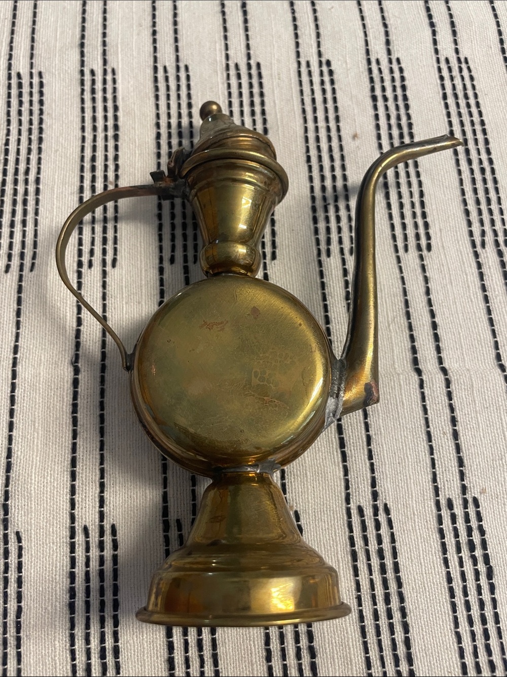 Small Brass Teapot with Curved Spout - Antique-Style Accent - Picture 4 of 9